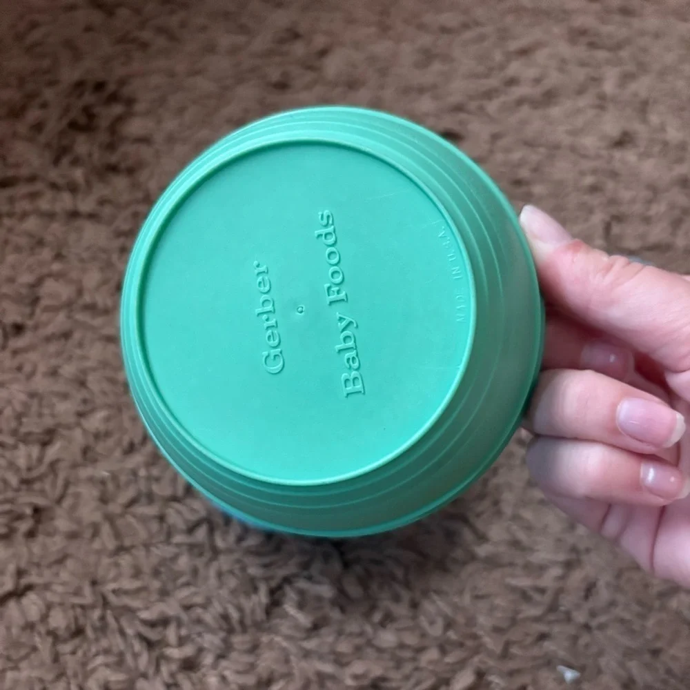 Vintage Gerber Baby Food Blue Green Plastic Bowl Bundle Lot